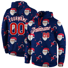 Load image into Gallery viewer, Custom Stitched Navy Red-White Christmas 3D Sports Pullover Sweatshirt Hoodie