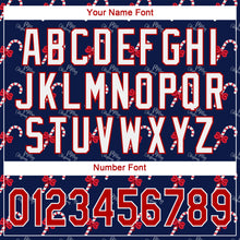Load image into Gallery viewer, Custom Navy Red-White Christmas 3D Authentic Baseball Jersey