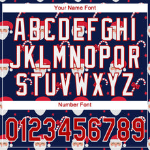 Load image into Gallery viewer, Custom Navy Red-White Christmas 3D Authentic Baseball Jersey