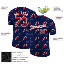 Load image into Gallery viewer, Custom Navy Red-White Christmas 3D Performance T-Shirt