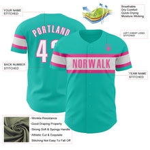 Load image into Gallery viewer, Custom Aqua White-Pink Authentic Baseball Jersey