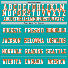 Load image into Gallery viewer, Custom Aqua Orange-White Mesh Authentic Throwback Football Jersey