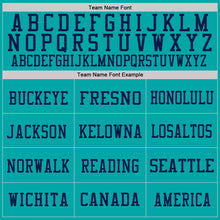 Load image into Gallery viewer, Custom Aqua Gray-Navy Mesh Authentic Throwback Football Jersey