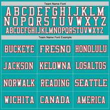 Load image into Gallery viewer, Custom Aqua Red-White Mesh Authentic Throwback Football Jersey