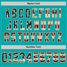 Load image into Gallery viewer, Custom Aqua Vintage USA Flag Cream-Red Mesh Authentic Throwback Football Jersey