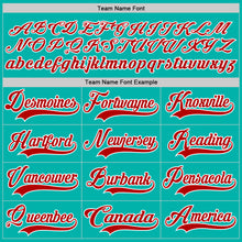 Load image into Gallery viewer, Custom Aqua Red-White Hockey Lace Neck Jersey