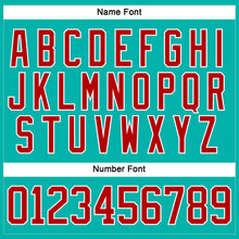 Load image into Gallery viewer, Custom Aqua Red-White Hockey Lace Neck Jersey
