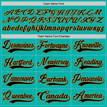 Load image into Gallery viewer, Custom Aqua Black-Old Gold Hockey Lace Neck Jersey