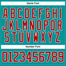 Load image into Gallery viewer, Custom Aqua Red-White Hockey Jersey