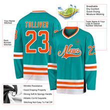 Load image into Gallery viewer, Custom Aqua Orange-White Hockey Jersey