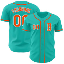 Load image into Gallery viewer, Custom Aqua Orange-White Authentic Baseball Jersey