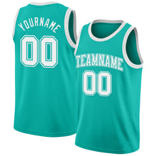 Load image into Gallery viewer, Custom Aqua White Authentic Basketball Jersey