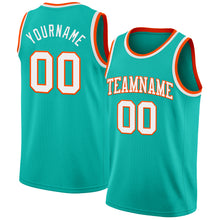 Load image into Gallery viewer, Custom Aqua White-Orange Authentic Basketball Jersey