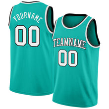 Load image into Gallery viewer, Custom Aqua White-Black Authentic Basketball Jersey