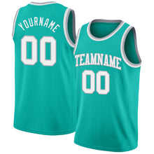 Load image into Gallery viewer, Custom Aqua White-Gray Authentic Basketball Jersey