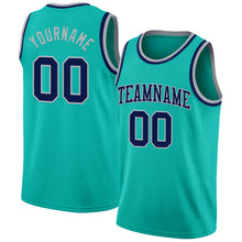 Load image into Gallery viewer, Custom Aqua Navy-Gray Authentic Basketball Jersey