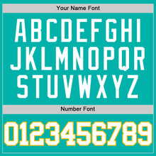 Load image into Gallery viewer, Custom Aqua White-Gold Authentic Basketball Jersey