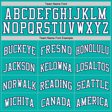 Load image into Gallery viewer, Custom Aqua White-Navy Authentic Basketball Jersey