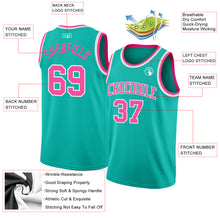 Load image into Gallery viewer, Custom Aqua Pink-White Authentic Basketball Jersey