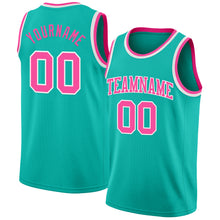 Load image into Gallery viewer, Custom Aqua Pink-White Authentic Basketball Jersey