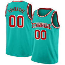 Load image into Gallery viewer, Custom Aqua Red-White Authentic Basketball Jersey