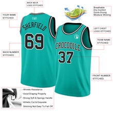 Load image into Gallery viewer, Custom Aqua Black-White Authentic Basketball Jersey