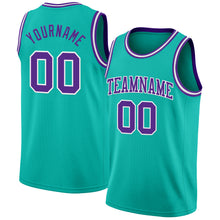 Load image into Gallery viewer, Custom Aqua Purple-White Authentic Basketball Jersey