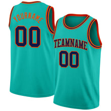 Load image into Gallery viewer, Custom Aqua Navy-Orange Authentic Basketball Jersey