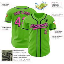 Load image into Gallery viewer, Custom Aurora Green Pink-Navy Authentic Baseball Jersey