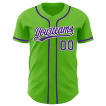 Load image into Gallery viewer, Custom Aurora Green Purple-White Authentic Baseball Jersey