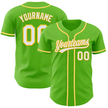 Load image into Gallery viewer, Custom Aurora Green White-Yellow Authentic Baseball Jersey