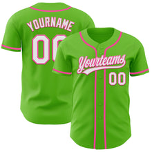 Load image into Gallery viewer, Custom Aurora Green White-Pink Authentic Baseball Jersey