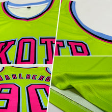 Load image into Gallery viewer, Custom Neon Green Pink-Light Blue Authentic Basketball Jersey