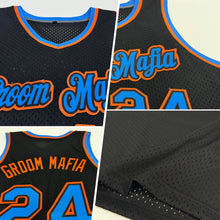 Load image into Gallery viewer, Custom Black Blue-Orange Authentic Throwback Basketball Jersey