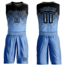Load image into Gallery viewer, Custom Light Blue Black Round Neck Sublimation Basketball Suit Jersey
