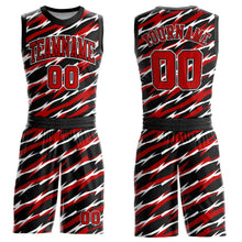 Load image into Gallery viewer, Custom Black Red-White Round Neck Sublimation Basketball Suit Jersey