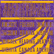 Load image into Gallery viewer, Custom Purple Gold Wind Shapes Round Neck Sublimation Basketball Suit Jersey