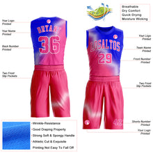 Load image into Gallery viewer, Custom Pink Royal-White Gradient Two Tone Diamond Shape Round Neck Sublimation Basketball Suit Jersey
