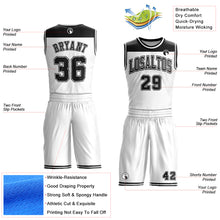 Load image into Gallery viewer, Custom White Black Color Block Round Neck Sublimation Basketball Suit Jersey