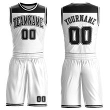 Load image into Gallery viewer, Custom White Black Color Block Round Neck Sublimation Basketball Suit Jersey