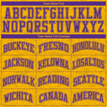 Load image into Gallery viewer, Custom Gold Purple Color Block Round Neck Sublimation Basketball Suit Jersey