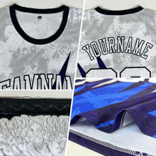 Load image into Gallery viewer, Custom White White-Royal Round Neck Sublimation Basketball Suit Jersey