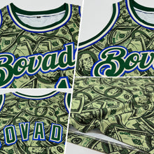 Load image into Gallery viewer, Custom Cream Green-Royal 3D Pattern Design Dollar Authentic Basketball Jersey