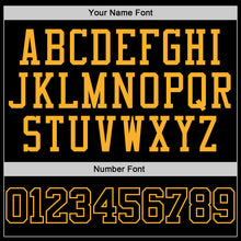 Load image into Gallery viewer, Custom Black Black-Gold Authentic Throwback Rib-Knit Baseball Jersey Shirt