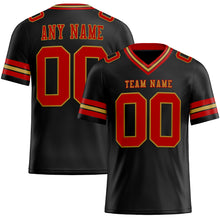 Load image into Gallery viewer, Custom Black Red-Old Gold Authentic Football Jersey