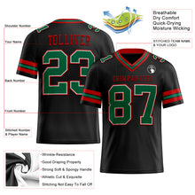 Load image into Gallery viewer, Custom Black Kelly Green-Red Authentic Football Jersey