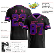 Load image into Gallery viewer, Custom Black Purple-Pink Authentic Football Jersey