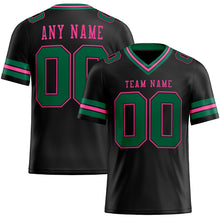 Load image into Gallery viewer, Custom Black Kelly Green-Pink Authentic Football Jersey