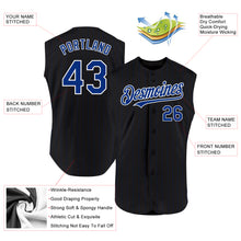 Load image into Gallery viewer, Custom Black Royal Pinstripe White Authentic Sleeveless Baseball Jersey
