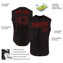 Load image into Gallery viewer, Custom Black Red Pinstripe Red Authentic Sleeveless Baseball Jersey